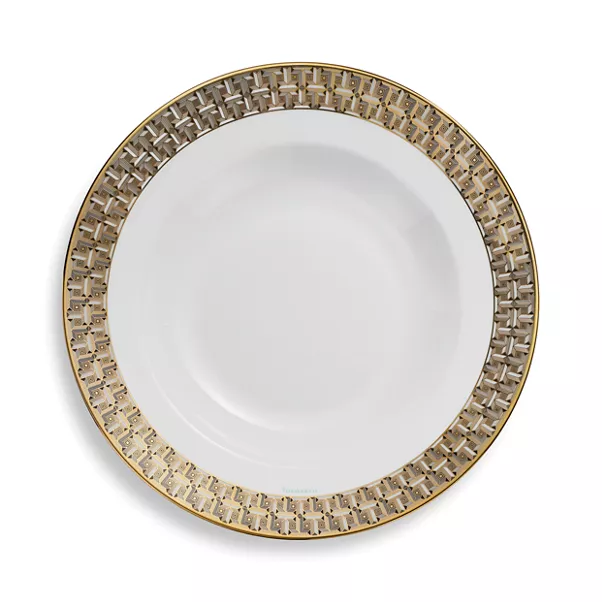 Plato hondo True con borde de oro pintado a mano