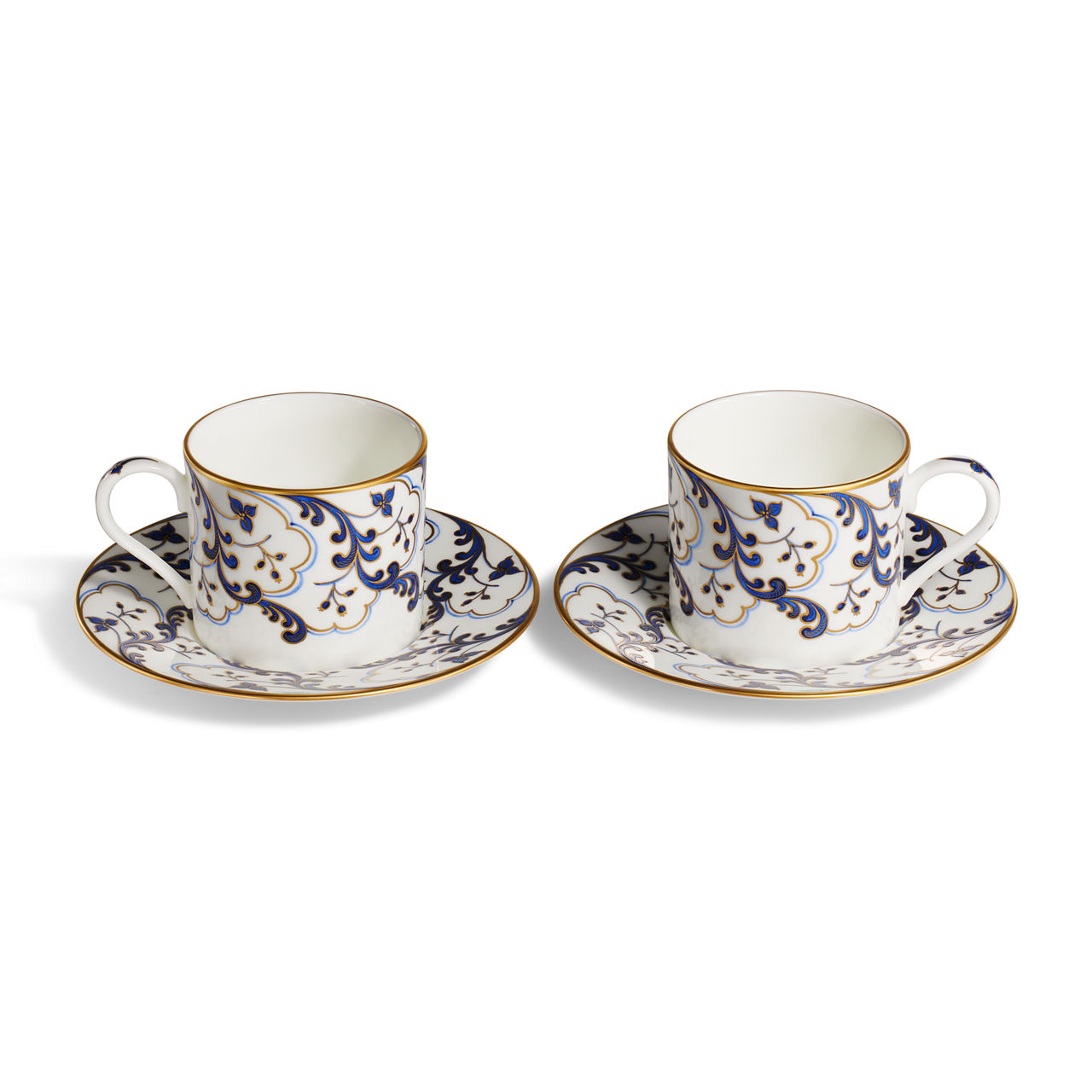 Teetasse und Untertasse aus Porzellan, Zweierset