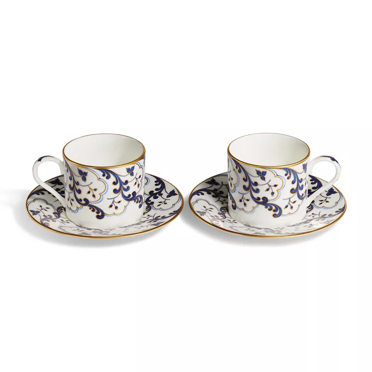 Valse Bleue Tea Cup and Saucer in Bone China, Set of Two, 1