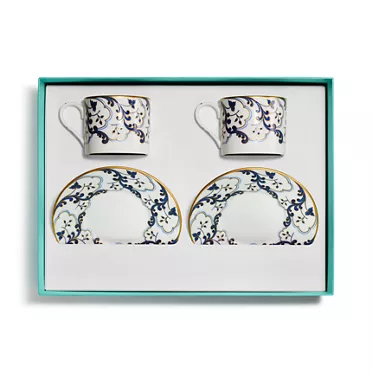 Valse Bleue Tea Cup and Saucer in Bone China, Set of Two, 2