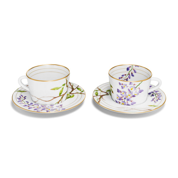 Tiffany Wisteria:Teacup and Saucer Set of Two, in Porcelain