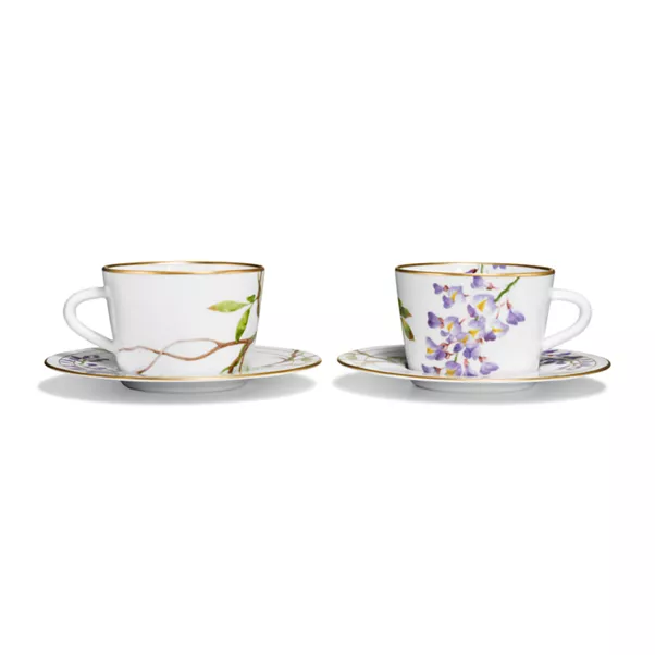 Tazza da tè con piattino in porcellana, set di due