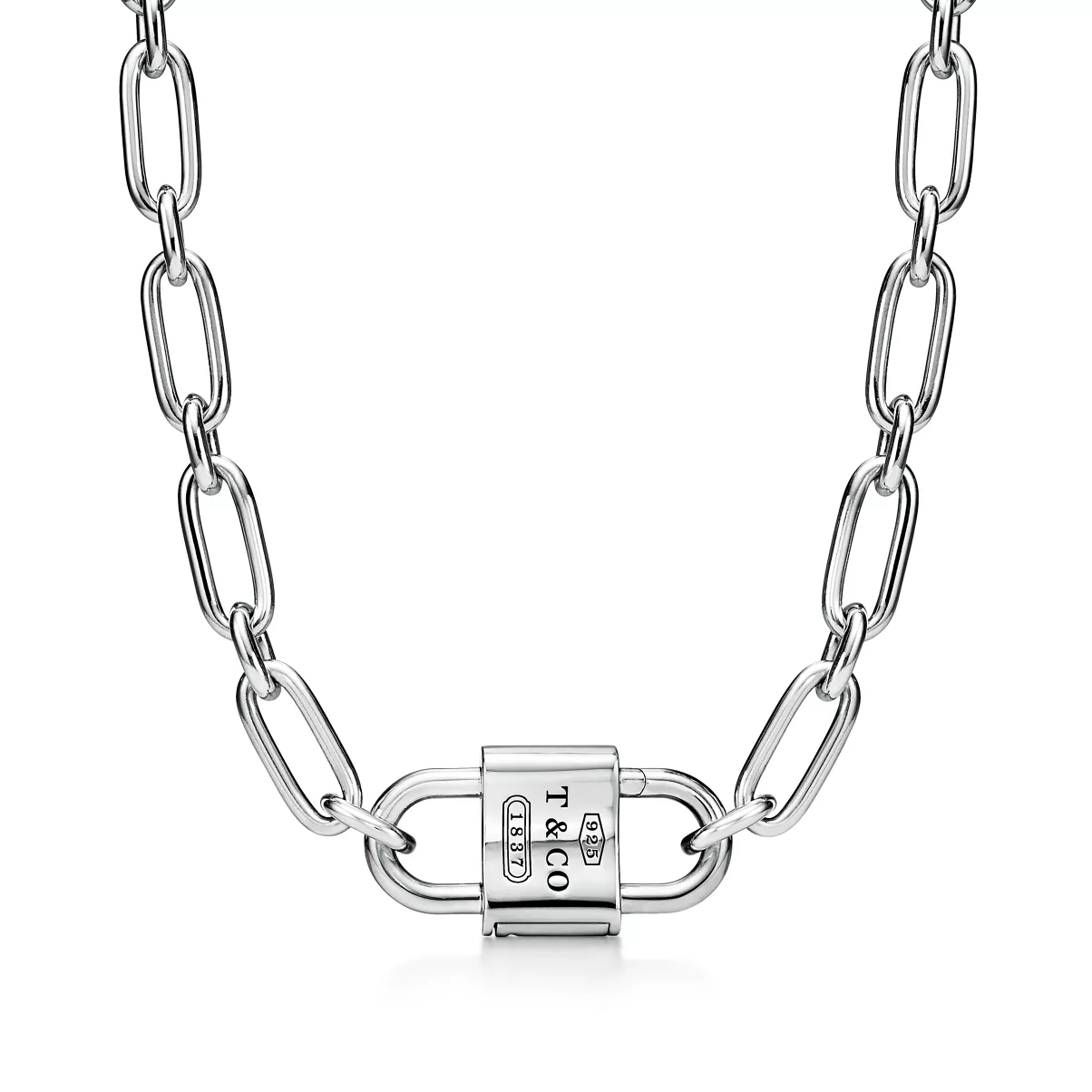 Large Double Lock Necklace in Sterling Silver