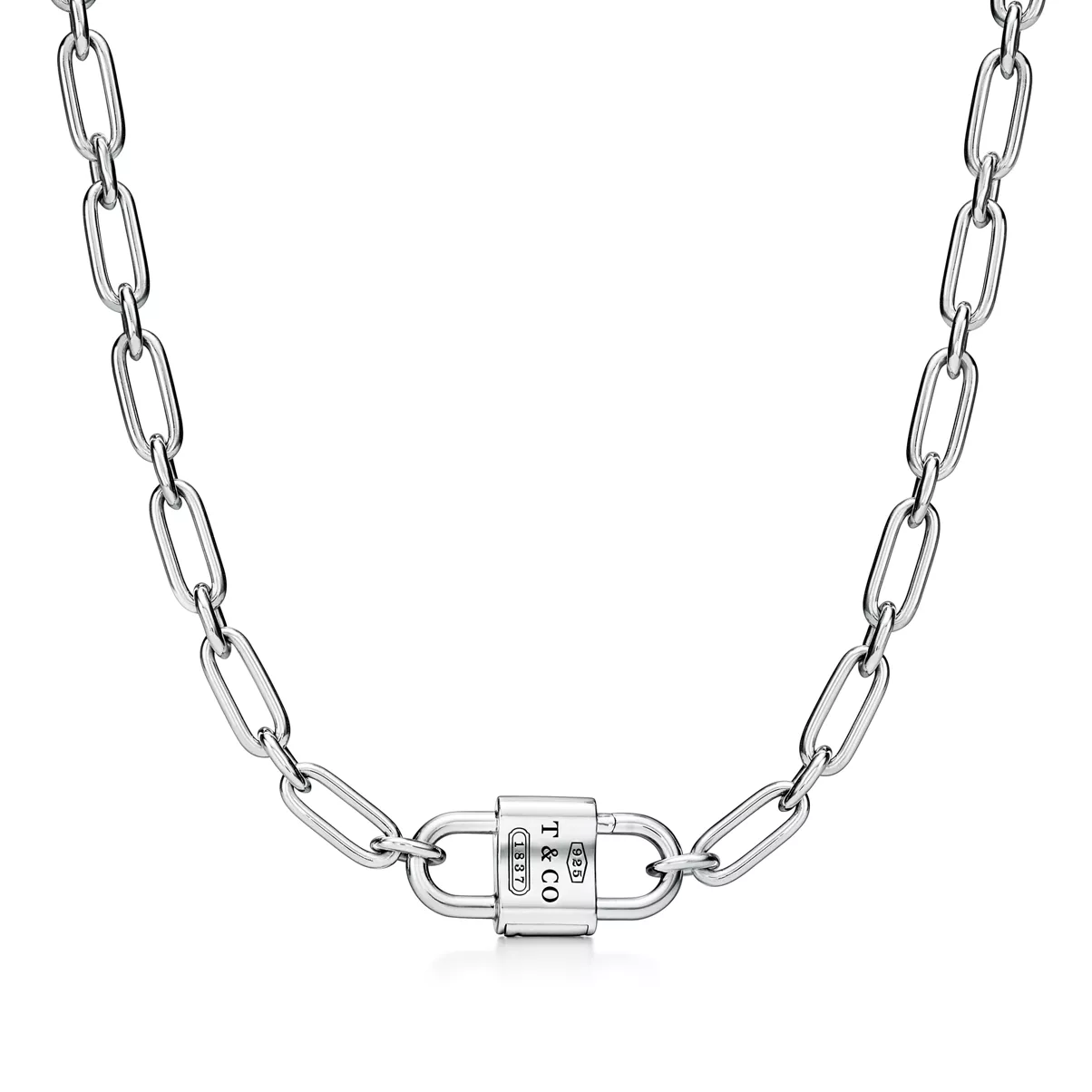 Medium Double Lock Necklace in Sterling Silver.
