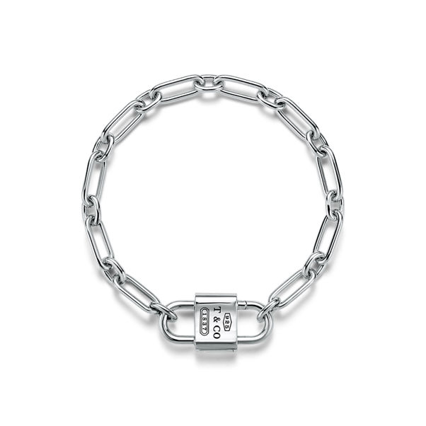 Tiffany 1837™:Mittelgroßes Doppelschloss-Armband in Sterlingsilber