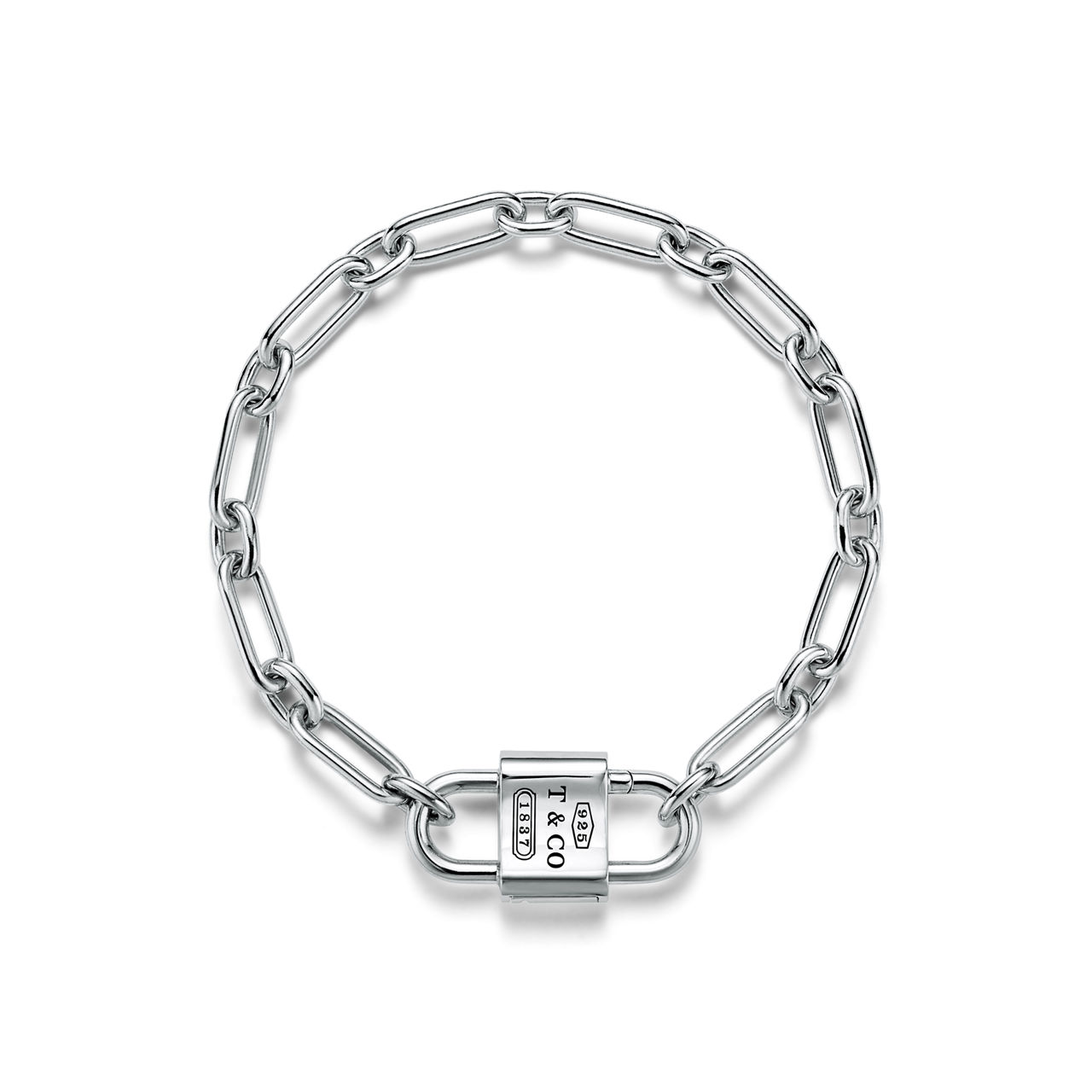 Mittelgroßes Doppelschloss-Armband in Sterlingsilber