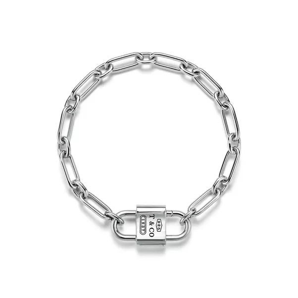 Mittelgroßes Doppelschloss-Armband in Sterlingsilber