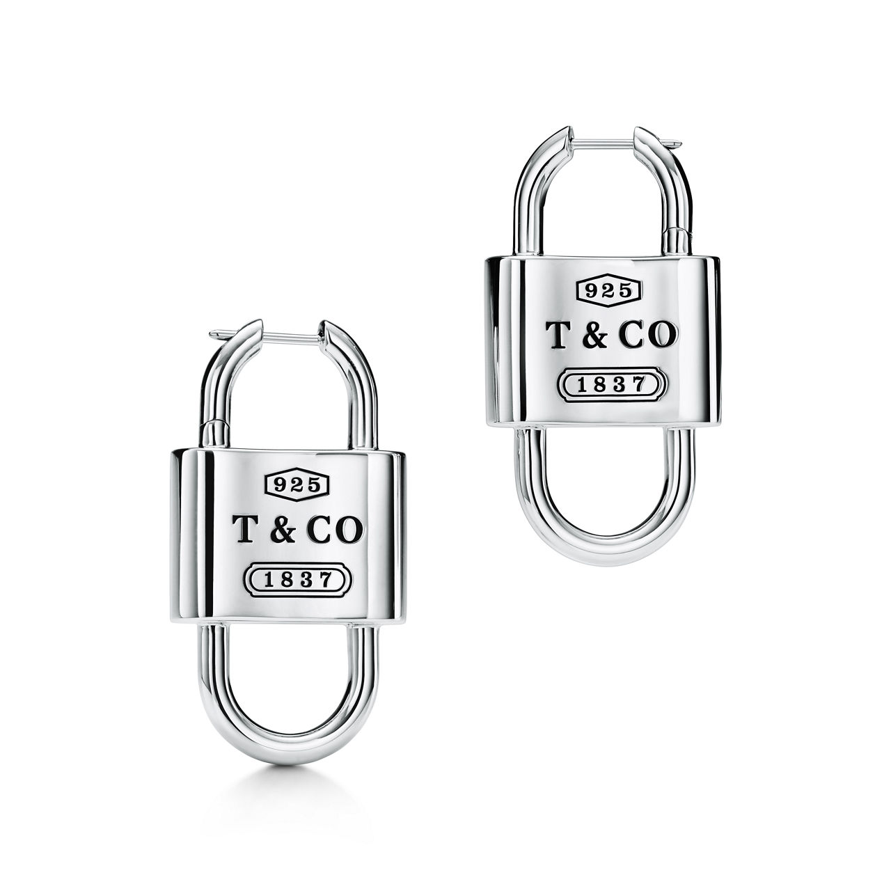 Tiffany 1837™:Large Double Lock Drop Earrings in Sterling Silver image number 0