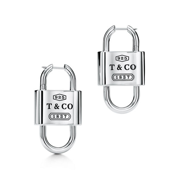 Tiffany 1837™:Large Double Lock Drop Earrings in Sterling Silver