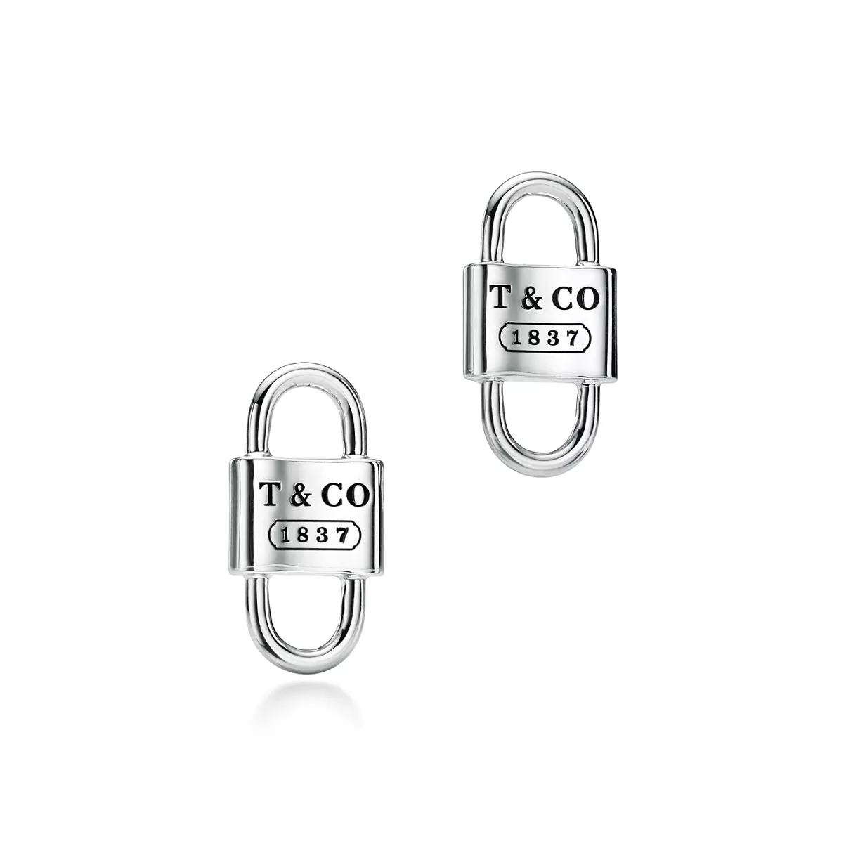 Small Double Lock Stud Earrings in Sterling Silver
