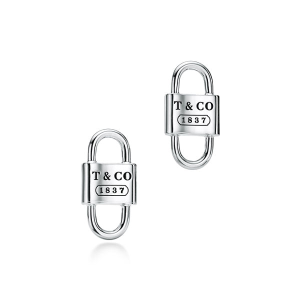 Tiffany 1837™:Small Double Lock Stud Earrings in Sterling Silver