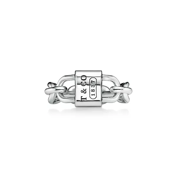 Bague cadenas à double anse en argent 925 millièmes. Small.