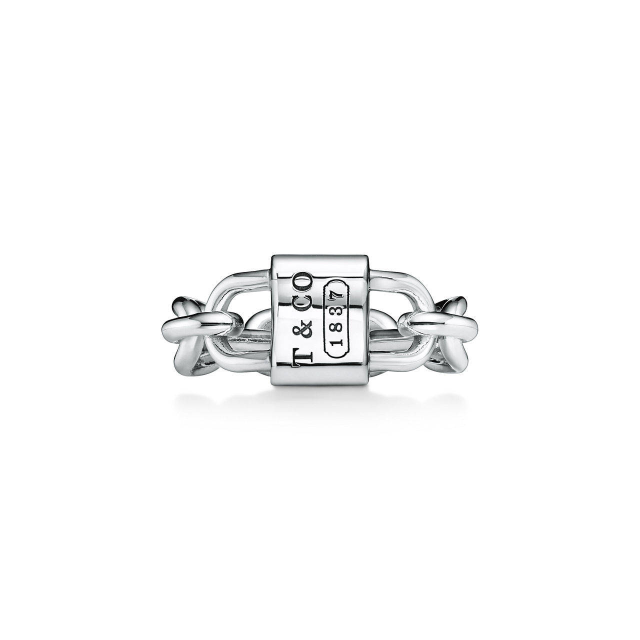 Anillo con candado doble pequeño de plata de ley