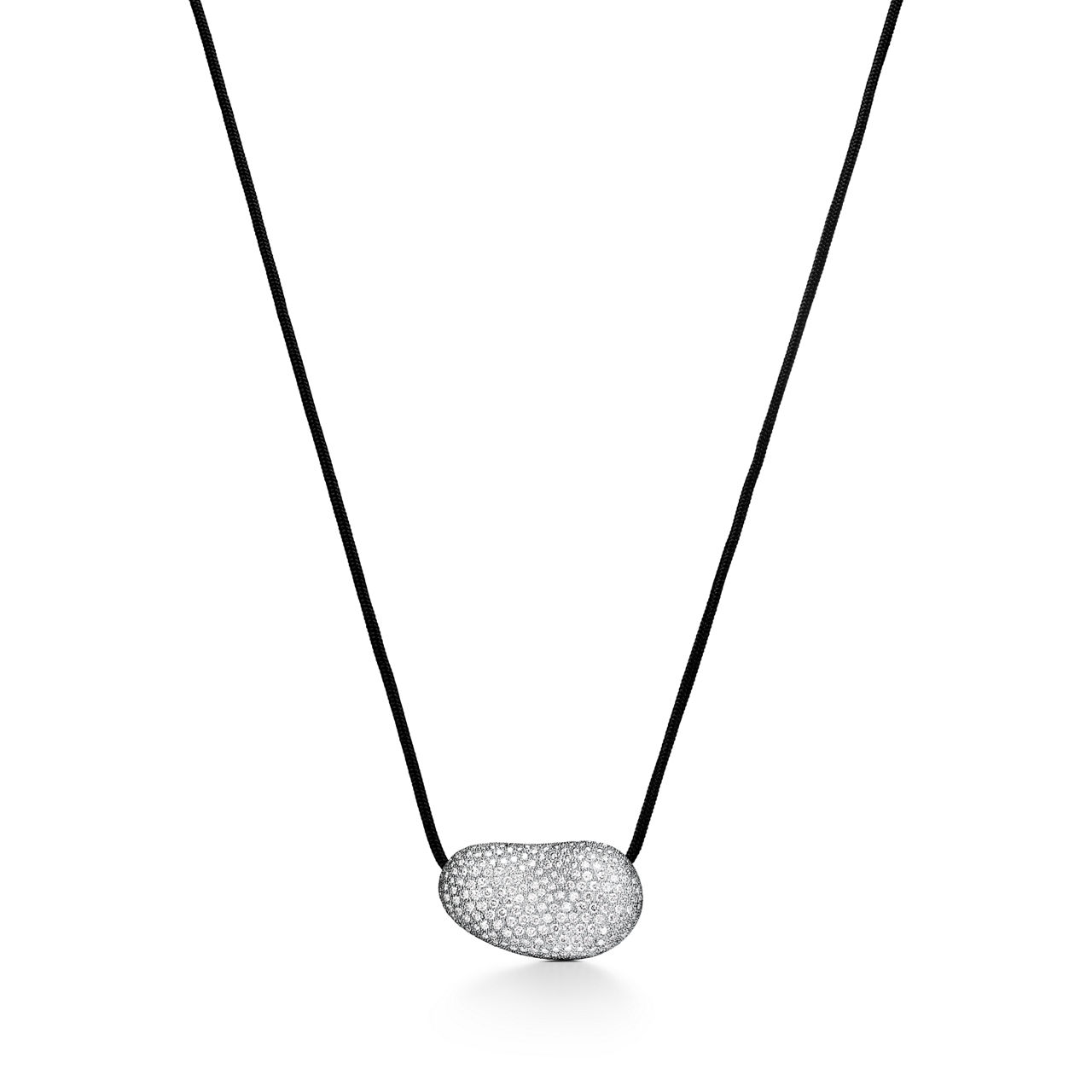 Elsa Peretti®:Bean® design Necklace in Platinum with Pavé Diamonds image number 0