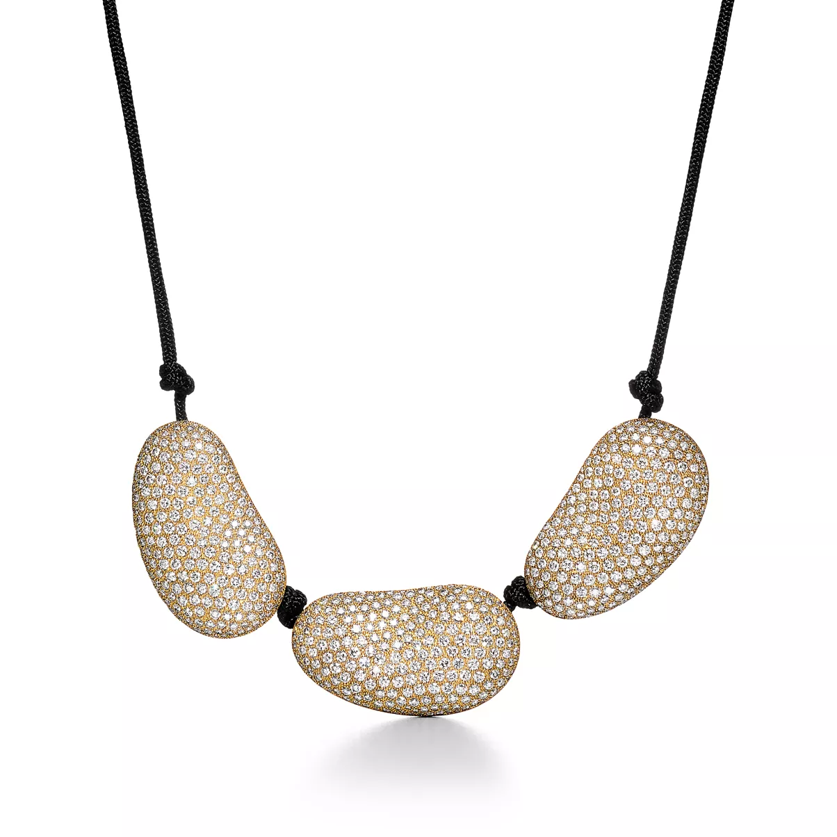 Bean design Necklace in Yellow Gold with Diamonds
