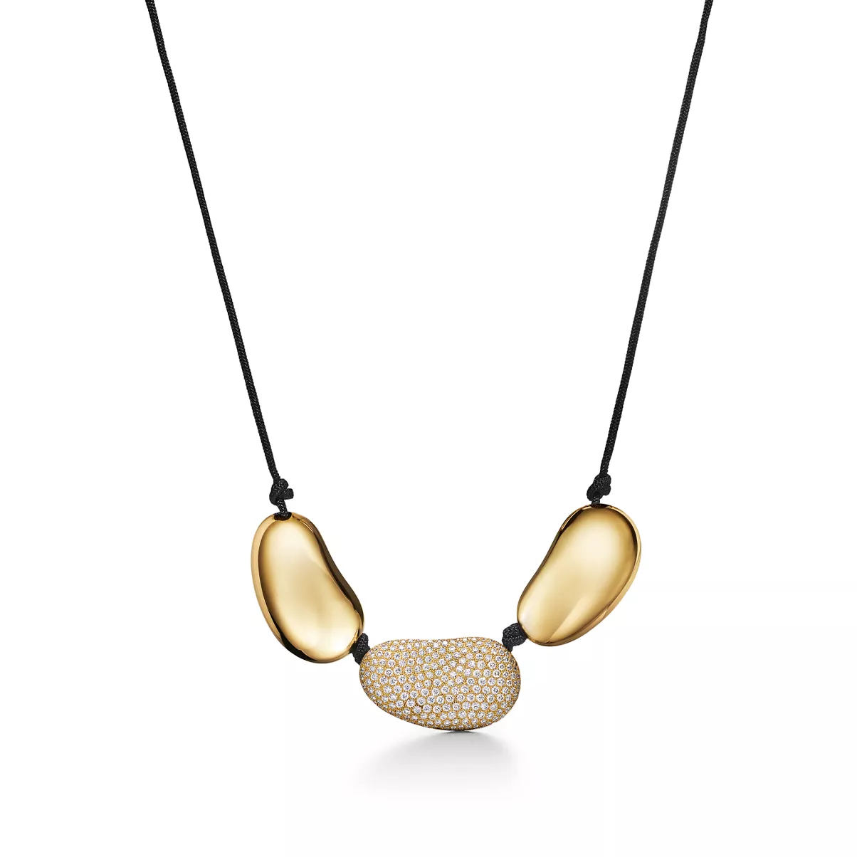 Bean design Necklace Necklace in Yellow Gold with Diamonds