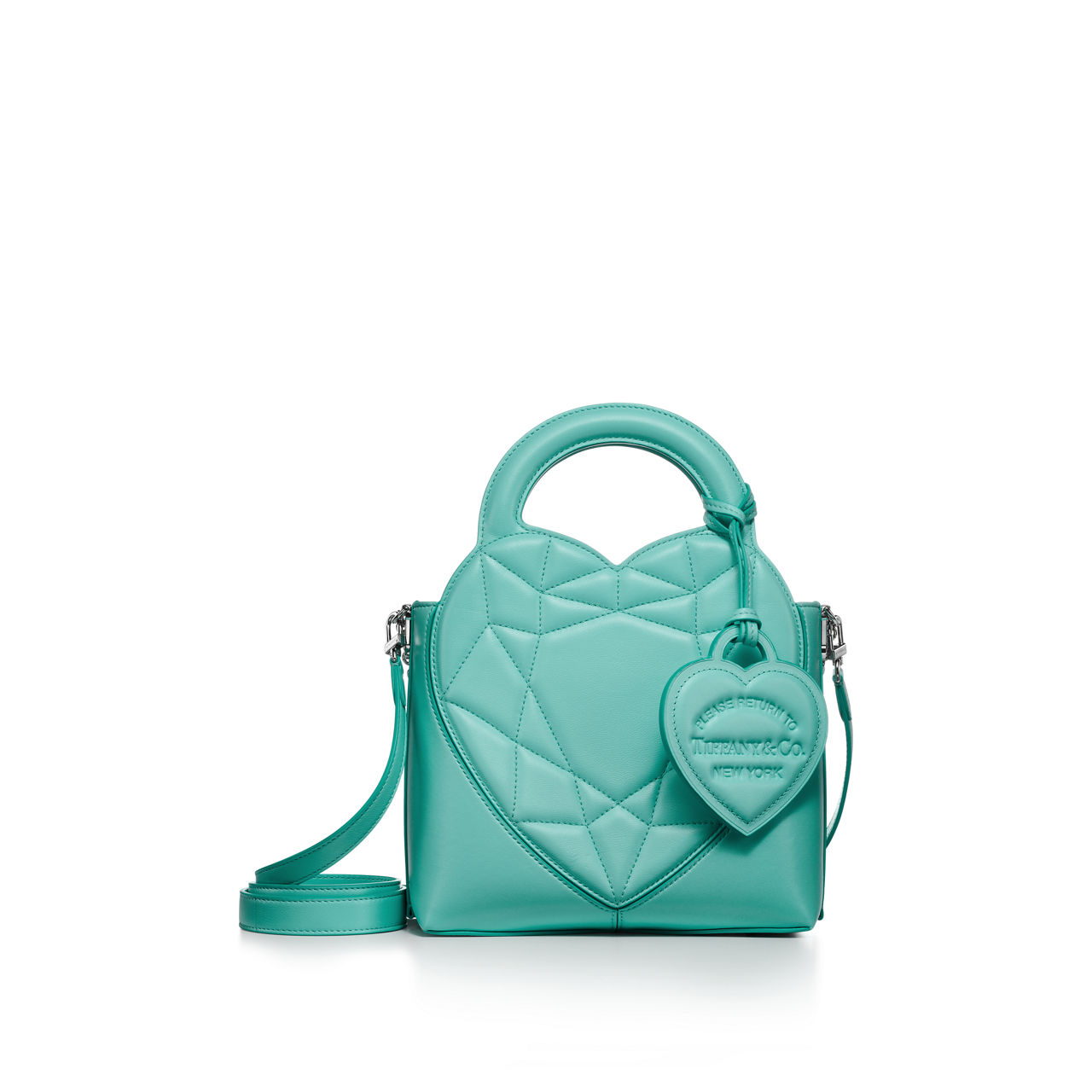 Gepolsterte Mini-Tasche aus Leder in Tiffany Blue®