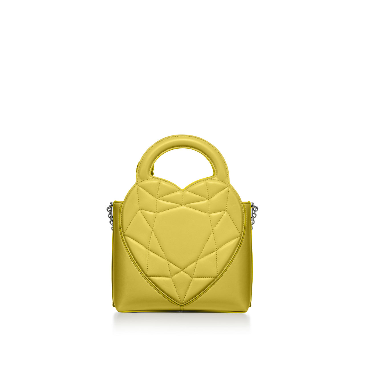 Mini tote imbottita in pelle giallo canarino