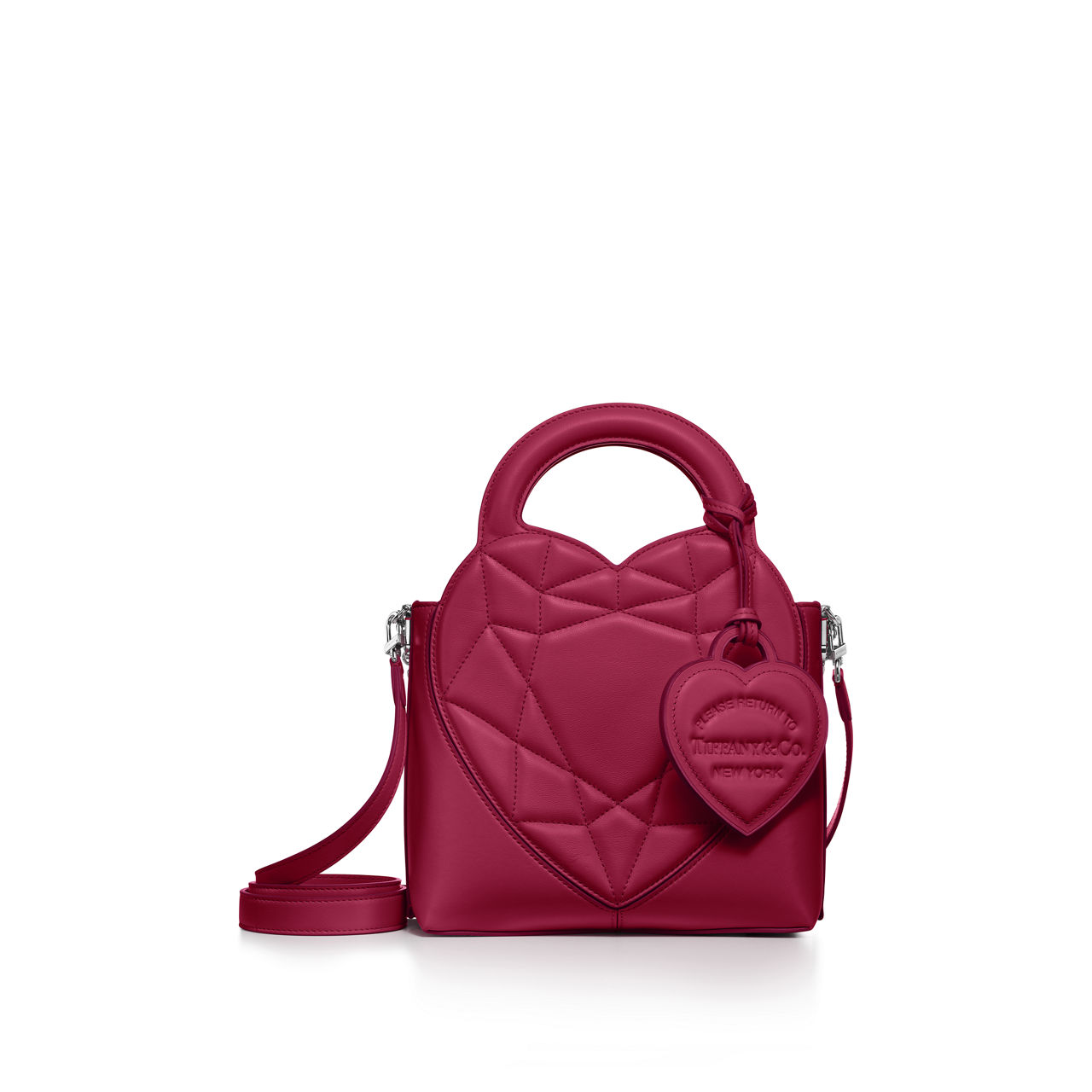 Gepolsterte Mini-Tasche aus fuchsiafarbenem Leder