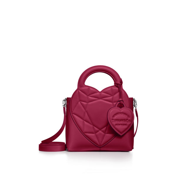 Return to Tiffany™:Padded Mini Tote Bag in Fuschia Leather