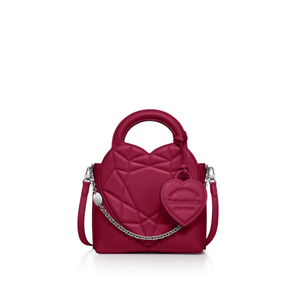 Return to Tiffany™:Padded Mini Tote Bag in Fuschia Leather