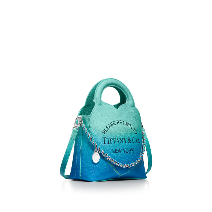 Return to Tiffany™:Mini Tote Bag in Infinity Blue Leather image number 4