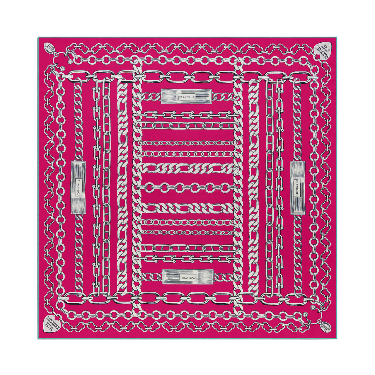 Return to Tiffany™:Chains Square Scarf in Fuchsia Silk image number 0