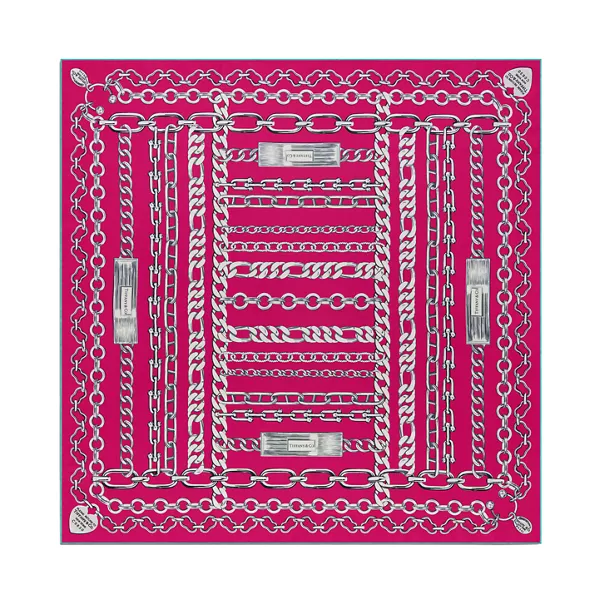Chains Square Scarf in Fuchsia Silk