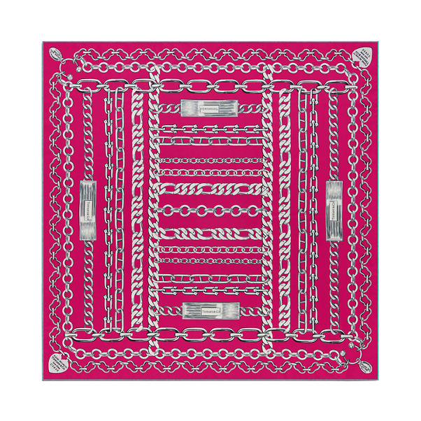 Return to Tiffany™:Chains Square Scarf in Fuchsia Silk