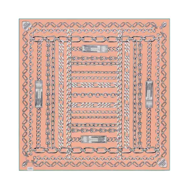 Return to Tiffany™:Chains Square Scarf in Peach Silk, 2