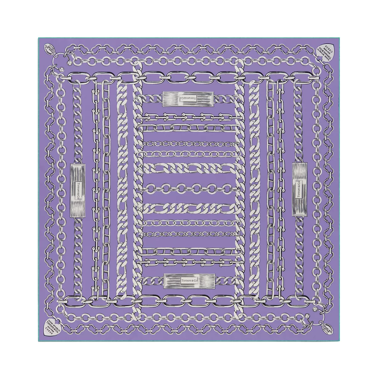 Chains Square Scarf in Lavender Silk