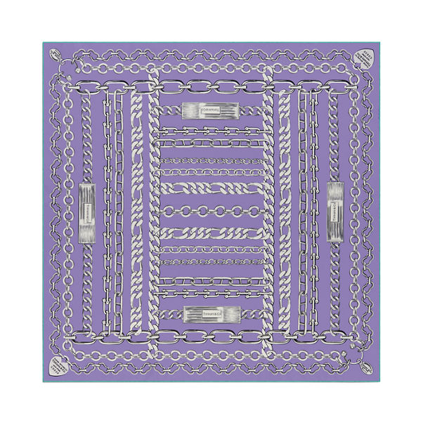 Return to Tiffany™:Chains Square Scarf in Lavender Silk