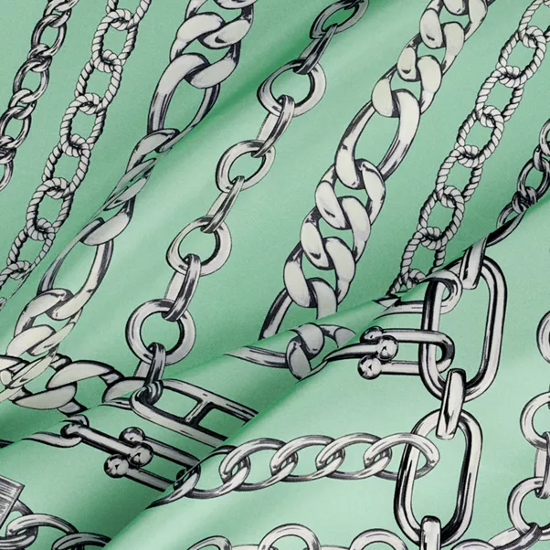 Chains Square Scarf in Jade-colored Silk