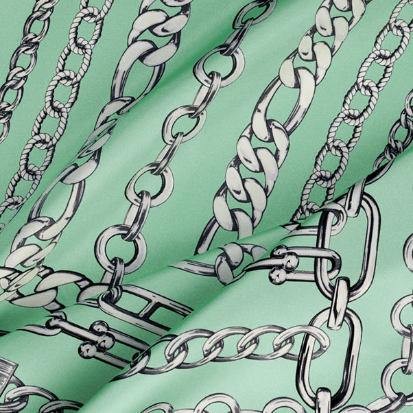 Return to Tiffany™:Chains Square Scarf in Jade-coloured Silk