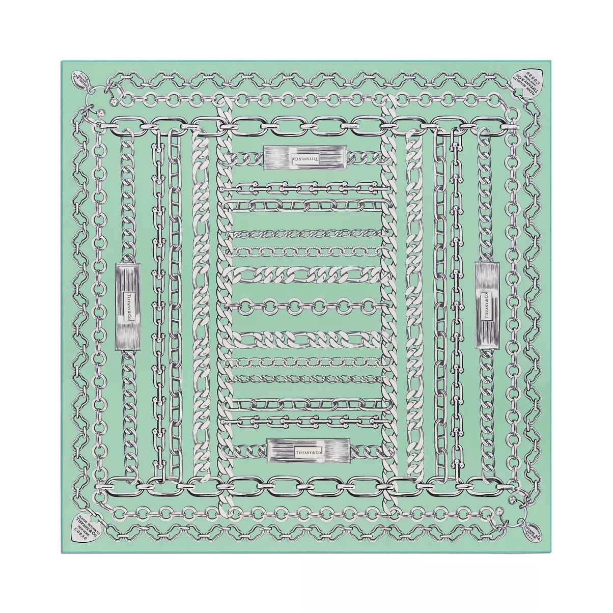Chains Square Scarf in Jade-colored Silk