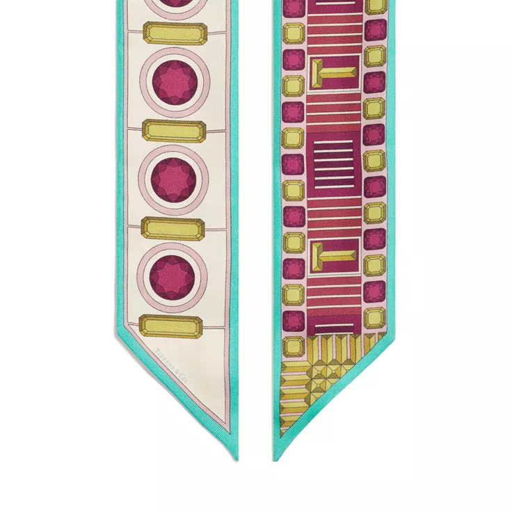 Tiffany Facets:Ribbon Scarf in Fuchsia Silk, 1