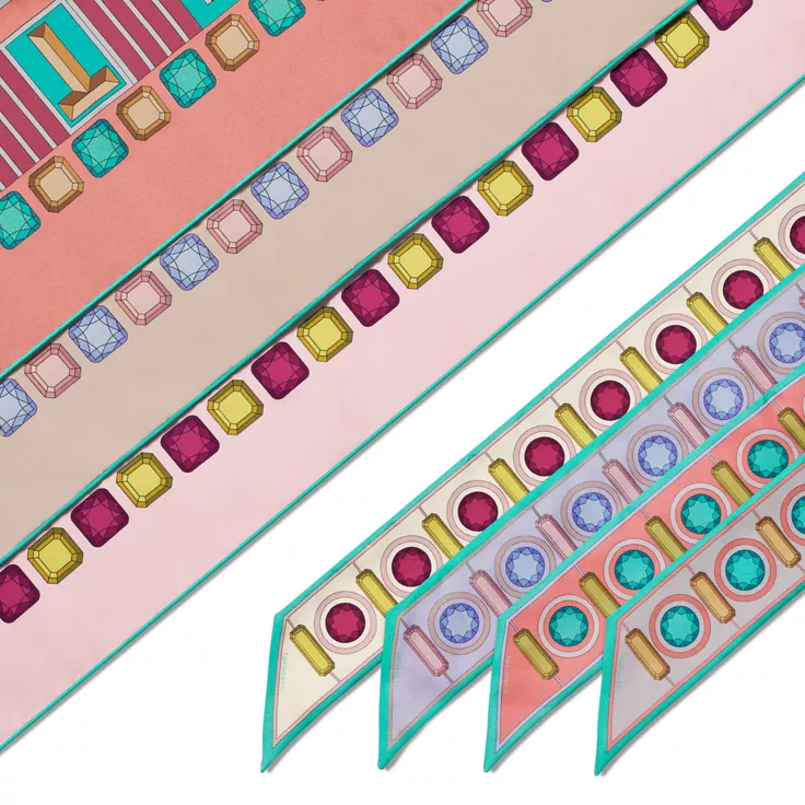 Tiffany Facets:Ribbon Scarf in Fuchsia Silk, 2