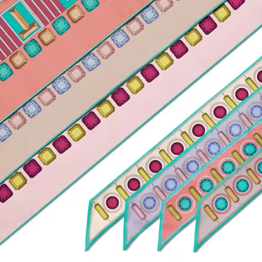 Tiffany Facets:Square Scarf in Fuchsia Silk, 3