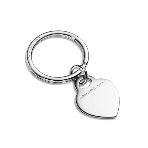 Heart Tag Key Ring in Sterling Silver