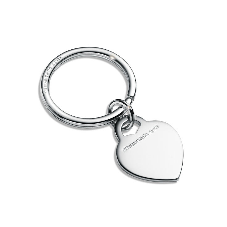 Personal Essentials:Heart Tag Keyring in Sterling Silver image number 1