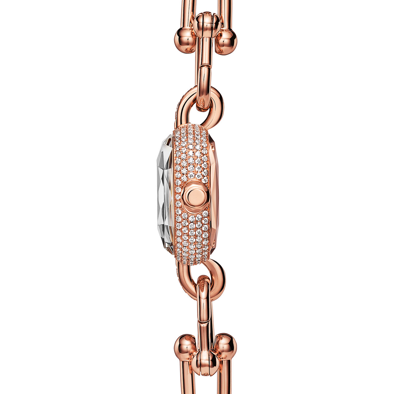 Tiffany HardWear:Watch in Rose Gold with Pavé Diamonds and Black Lacquer image number 3