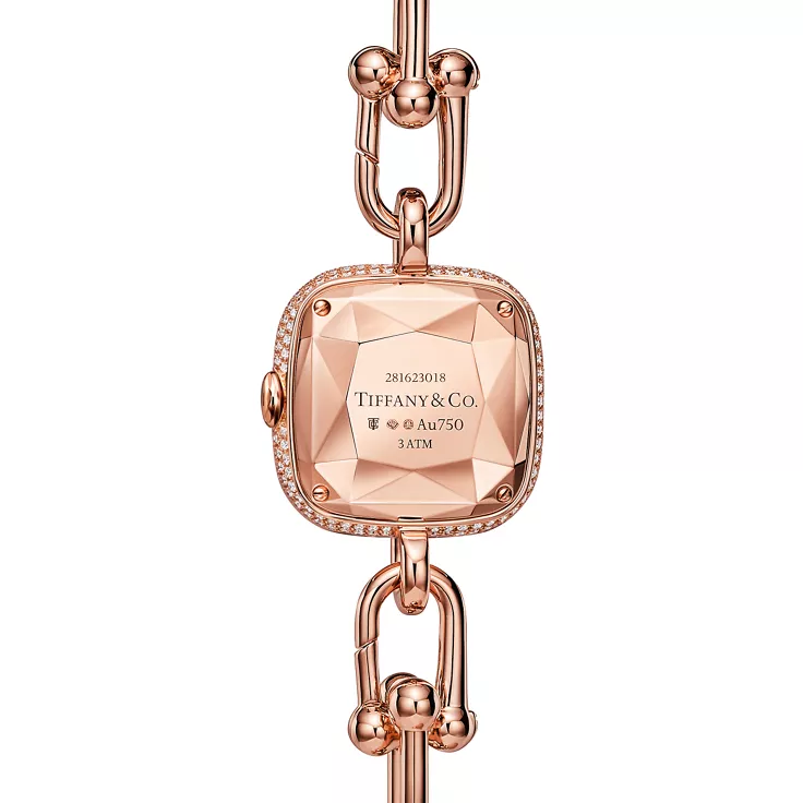 Tiffany HardWear:Watch in Rose Gold with Pavé Diamonds and Black Lacquer, 1