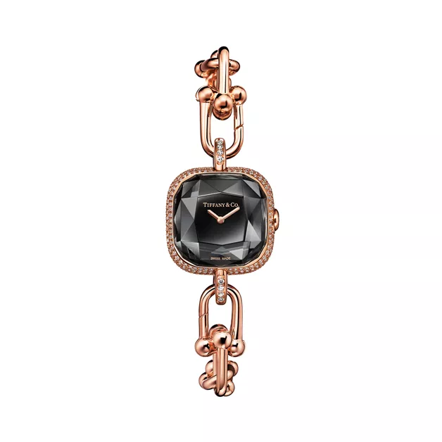 Tiffany HardWear:Watch in Rose Gold with Pavé Diamonds and Black Lacquer image number 0