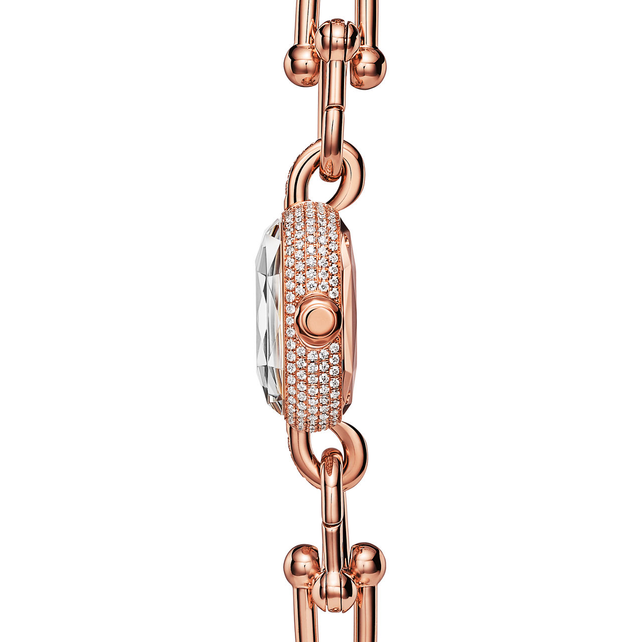 Tiffany HardWear:Watch in Rose Gold with Pavé Diamonds and White Mother-of-pearl image number 3