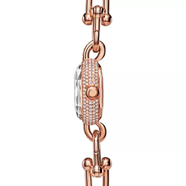 Tiffany HardWear:Watch in Rose Gold with Pavé Diamonds and White Mother-of-pearl, 3