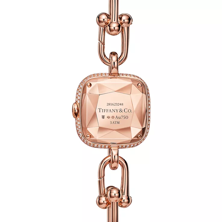 Tiffany HardWear:Watch in Rose Gold with Pavé Diamonds and White Mother-of-pearl, 1