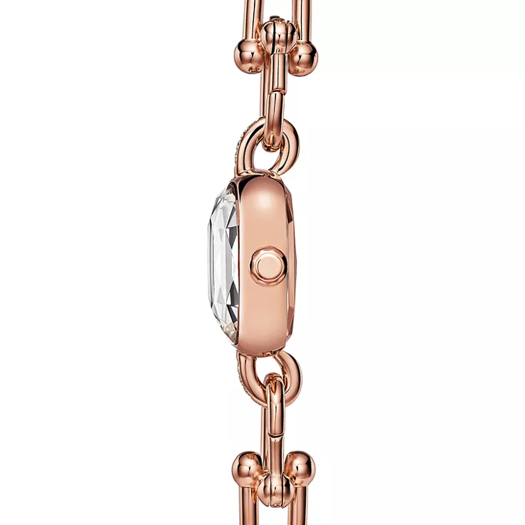 Tiffany HardWear:Montre en or rose 18 carats avec pavé de diamants et nacre blanche, 4