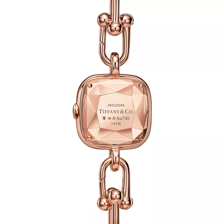Tiffany HardWear:Watch in Rose Gold with Diamonds and White Mother-of-pearl, 1