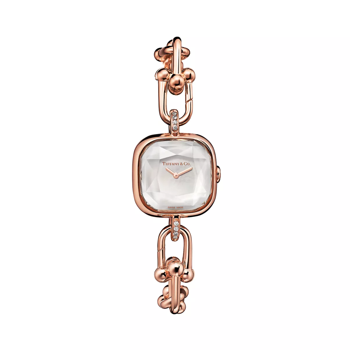 Watch in Rose Gold with Diamonds and White Mother-of-pearl