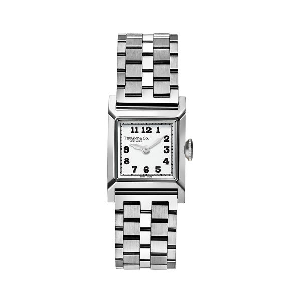 Tiffany:20 mm Union Square Watch in Steel with a White Dial